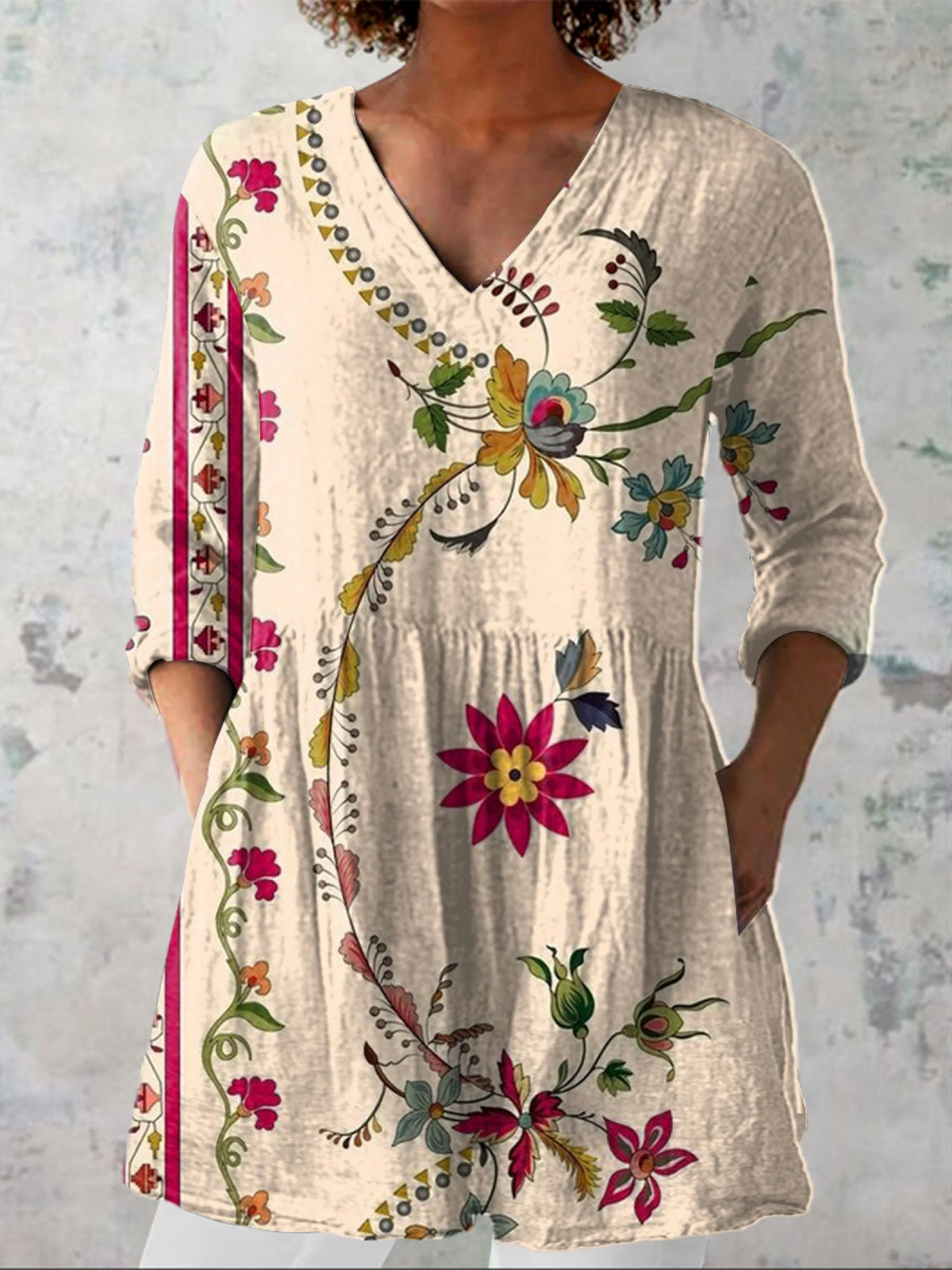 Clara - Long Blouse with V-Neck