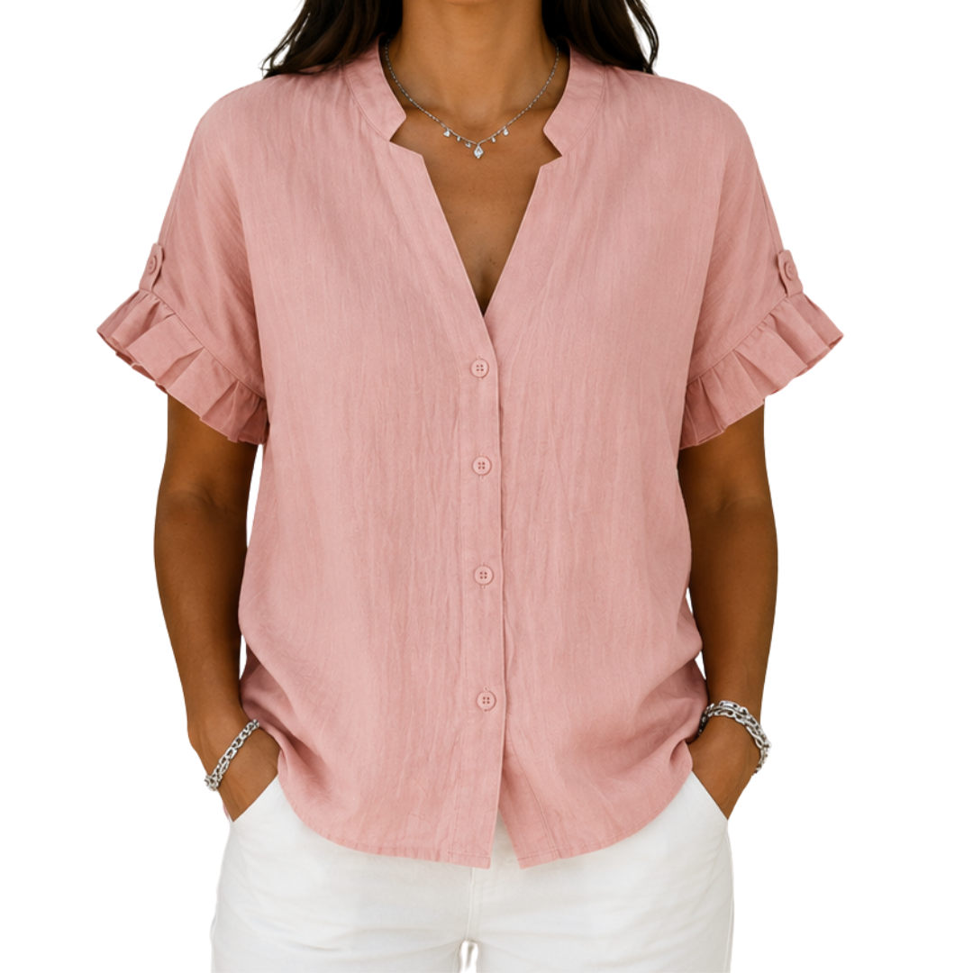 Ellorie™ | Relaxed V-neck Short Sleeve Women’s Shirt