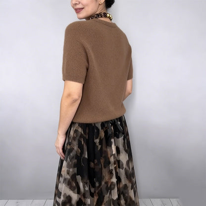 Velessa™ | Leopard Flowy Skirt and Sweater Set