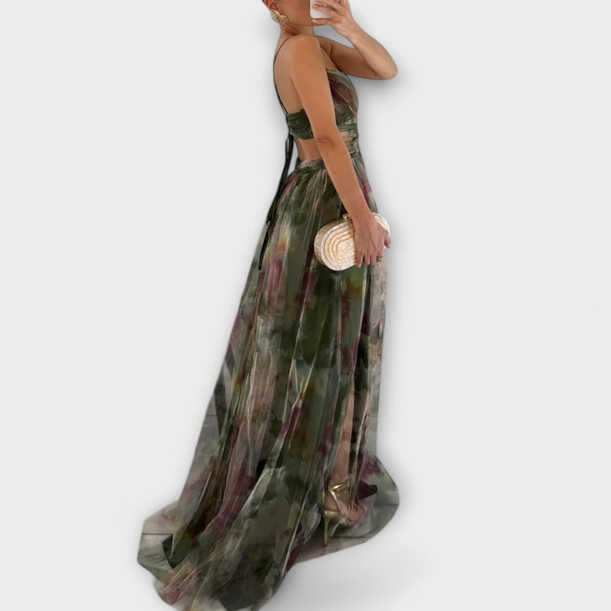 Annai Mesh Maxi Dress - Elegant and Figure-Shaping