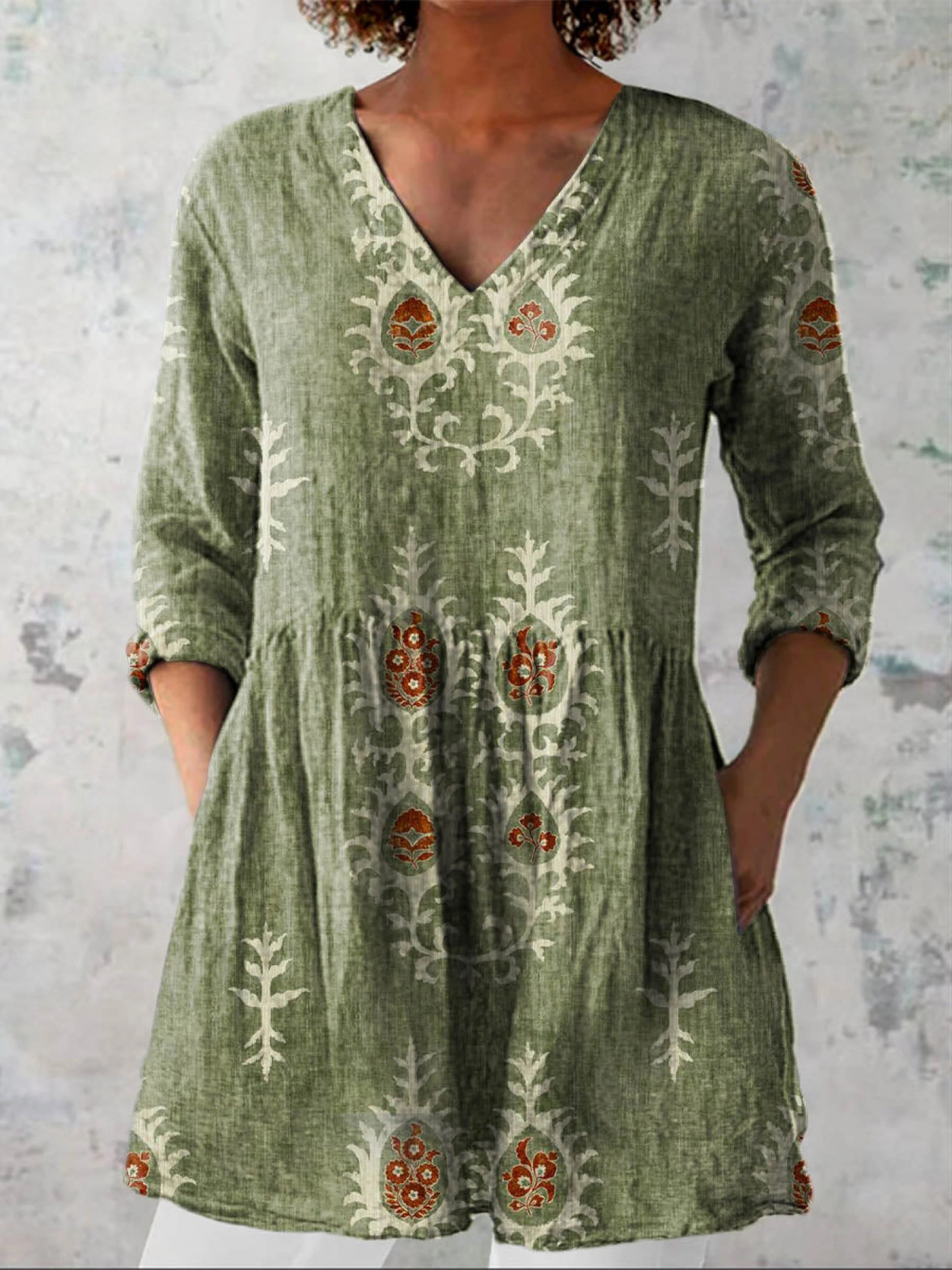 Elise - Long Blouse with V-Neck