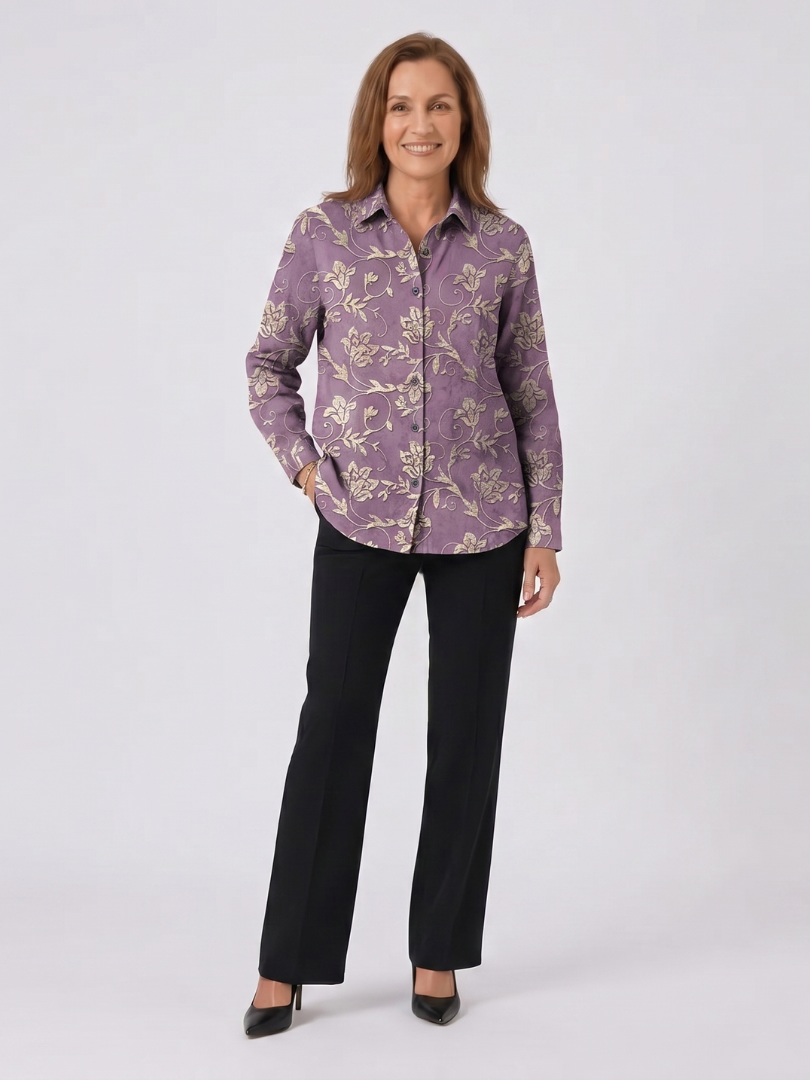 Irise | Floral Embroidered Linen Shirt