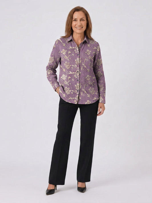 Irise | Floral Embroidered Linen Shirt