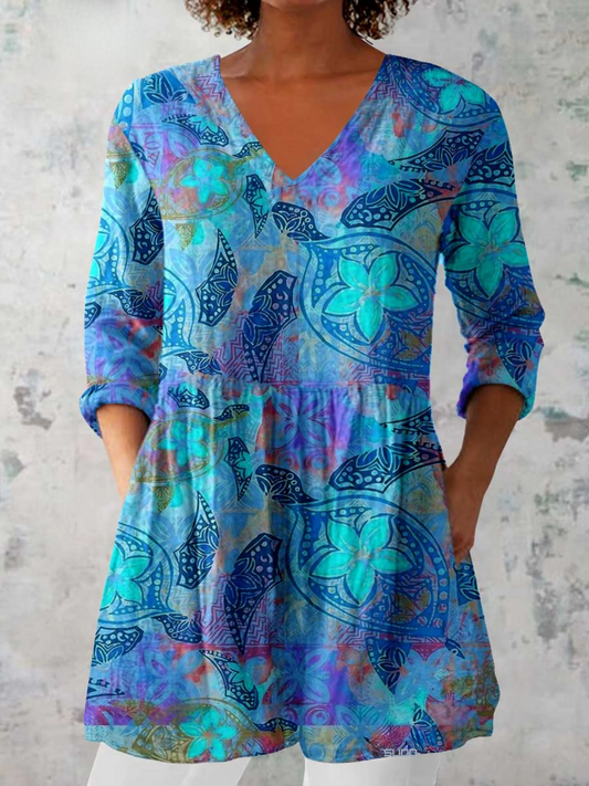 Juliette - Long Blouse with V-Neck