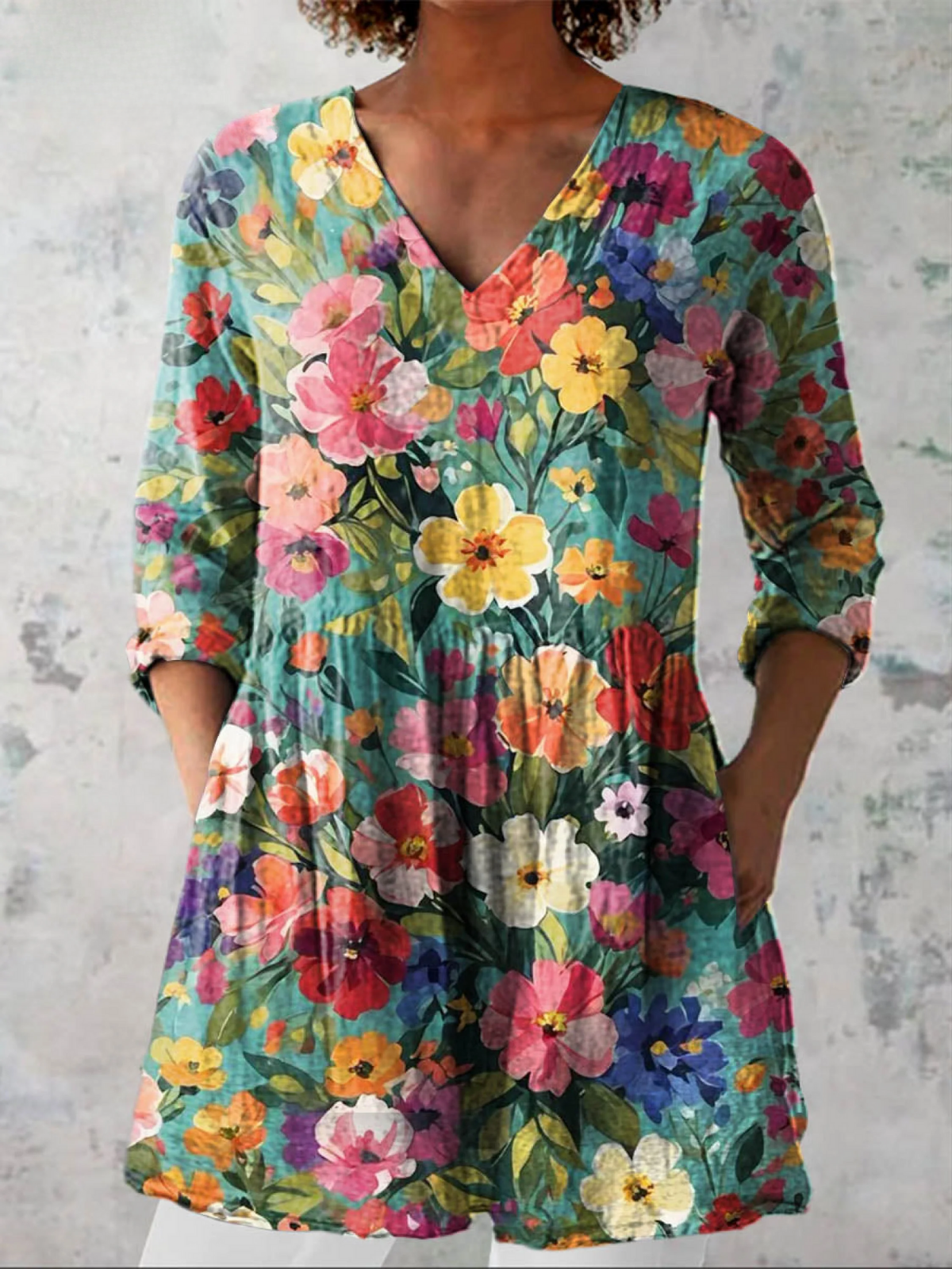 Nora - Long Blouse with V-Neck