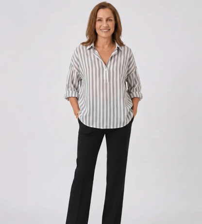 Nora | Loose Striped Blouse with Collar
