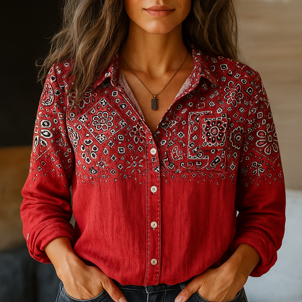 Isla Button-Down Shirt | Relaxed Fit Bandana Print Shirt