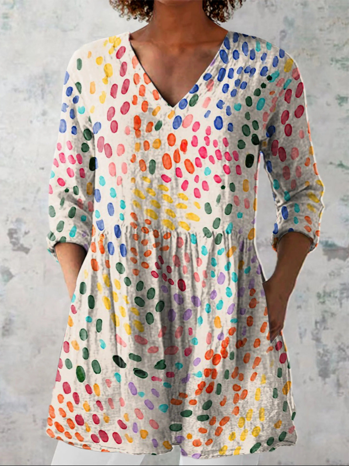 Pauline - Long Blouse with V-Neck