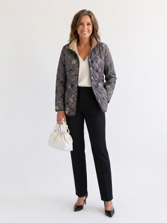 Niva | Vintage Floral Print Quilted Jacket