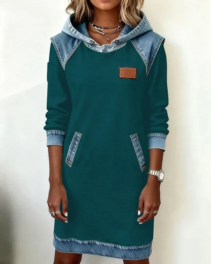 Charlotte™ | Cozy Contrast Hooded Dress