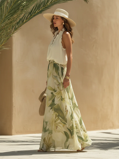 Elva™ | Elegant Lily Print Flowy Set