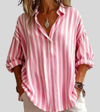 Nora | Loose Striped Blouse with Collar
