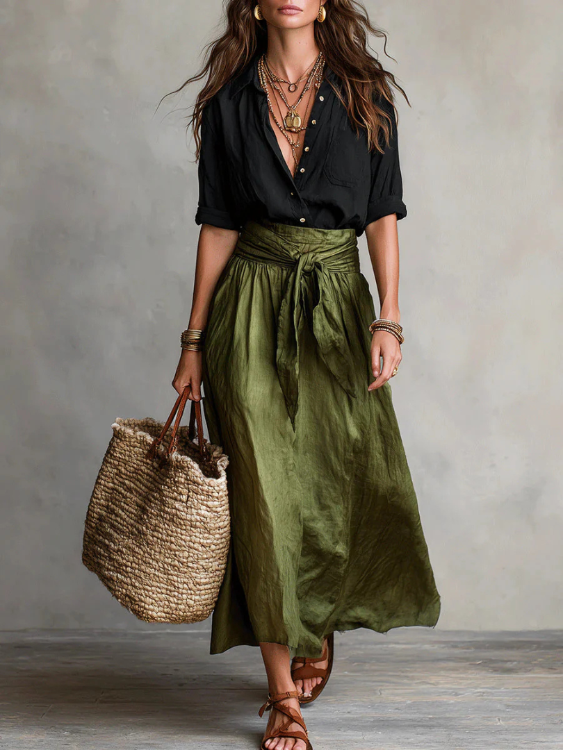 Prudence™ | Bohemian Chic Wrap Skirt & Blouse Set