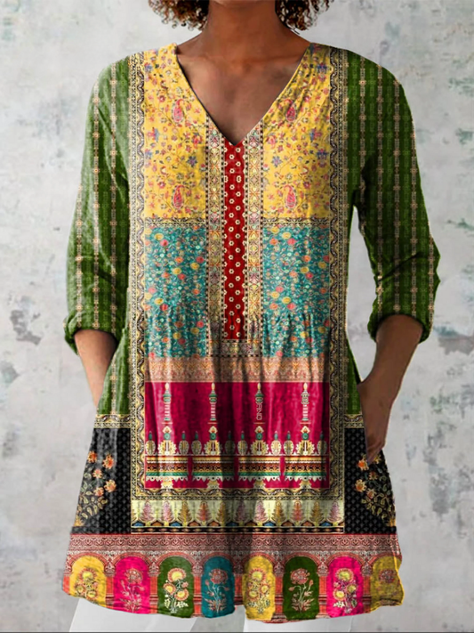 Emilie - Long Blouse with V-Neck