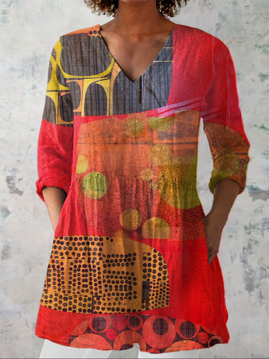 Lucie - Long Blouse with V-Neck