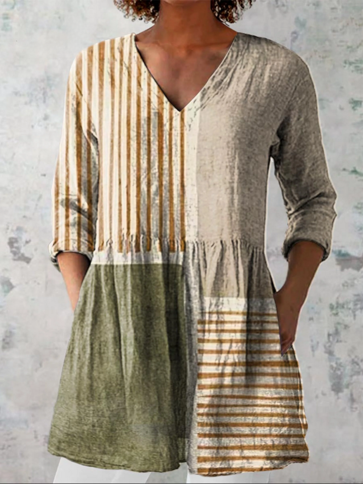 Camille - Long Blouse with V-Neck