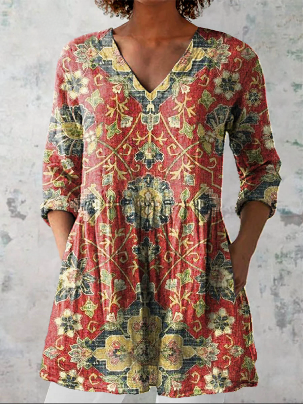 Lea - Long Blouse with V-Neck