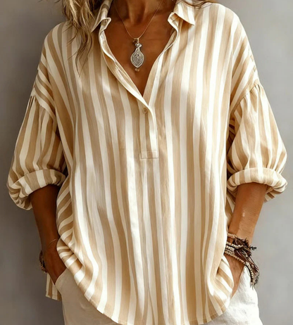 Nora | Loose Striped Blouse with Collar