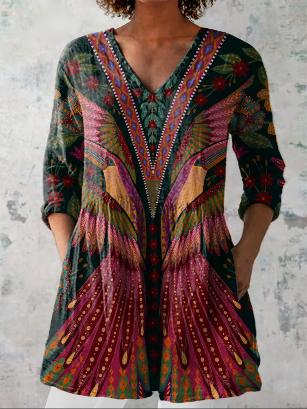 Manon - Long Blouse with V-Neck