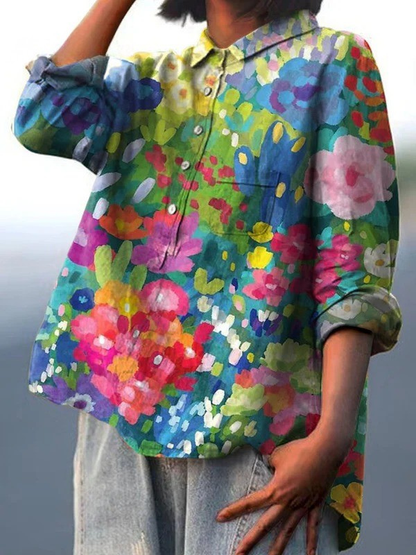 Rebecca | Women's Vintage Lovely Floral Art Print Casual Shirt