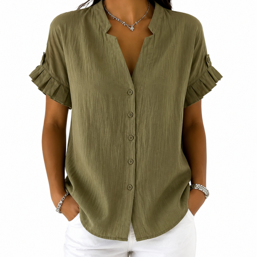 Ellorie™ | Relaxed V-neck Short Sleeve Women’s Shirt