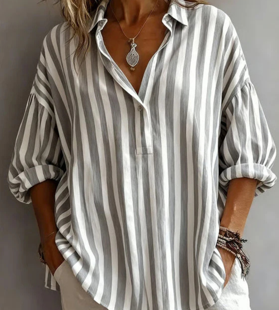 Nora | Loose Striped Blouse with Collar