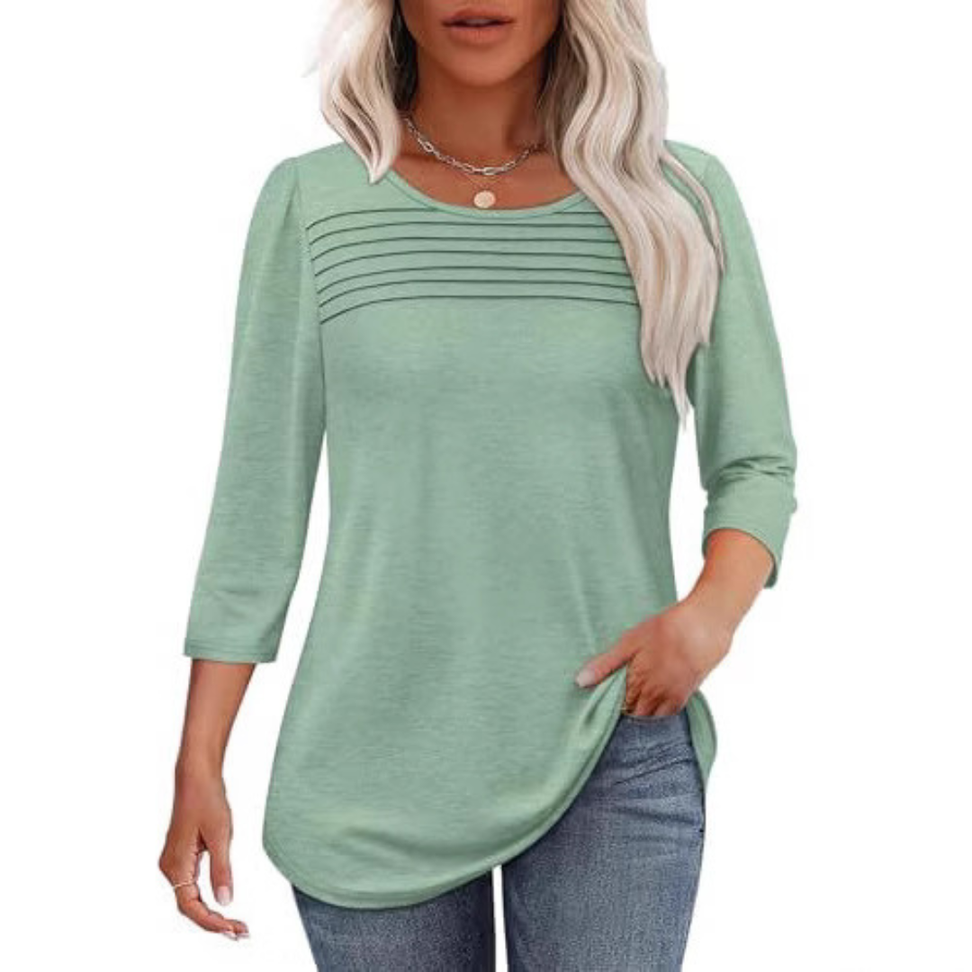 TESSARA™ | Casual Pleated Front Spring Top