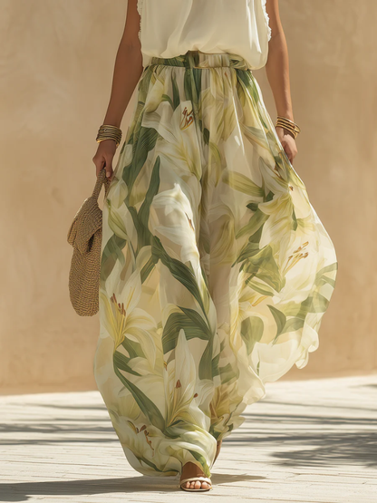Elva™ | Elegant Lily Print Flowy Set