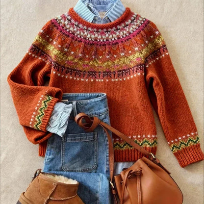 Evelina | Deep Red Fair Isle Jumper