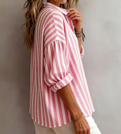 Nora | Loose Striped Blouse with Collar