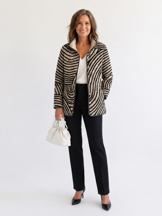 Inaya | Retro Hand-Drawn Circle Design Quilted Jacket