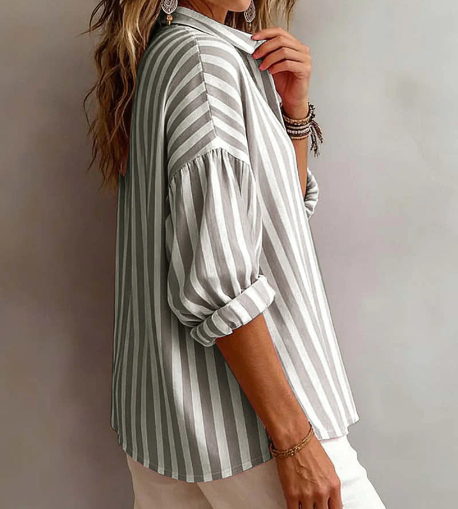 Nora | Loose Striped Blouse with Collar