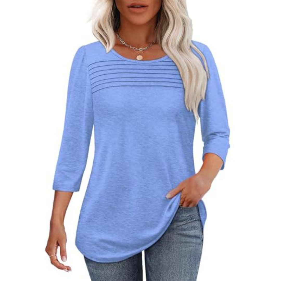 TESSARA™ | Casual Pleated Front Spring Top