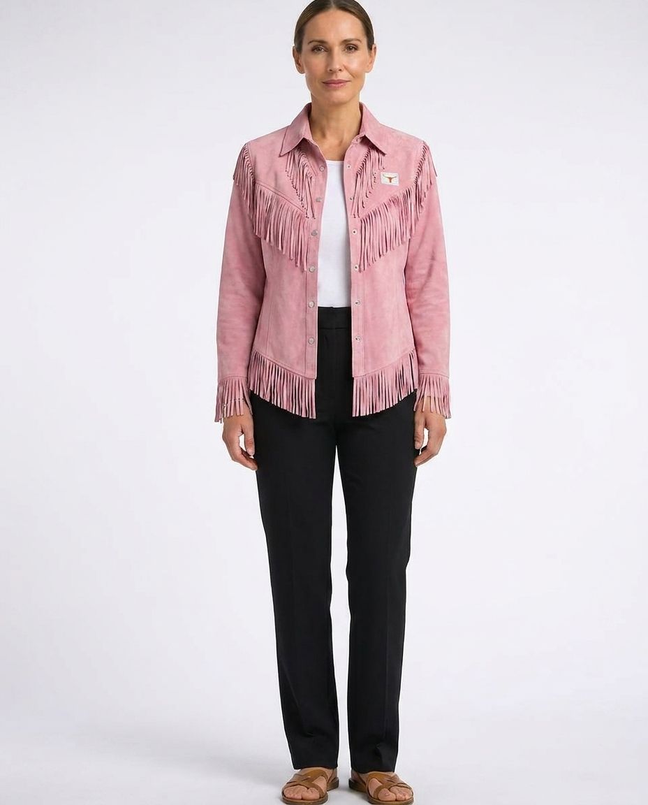 Kinsley │ Fringe Suede Button-Up Blouse