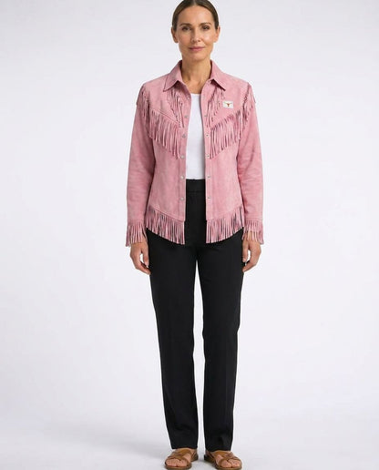 Kinsley │ Fringe Suede Button-Up Blouse