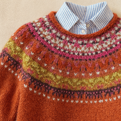 Evelina | Deep Red Fair Isle Jumper
