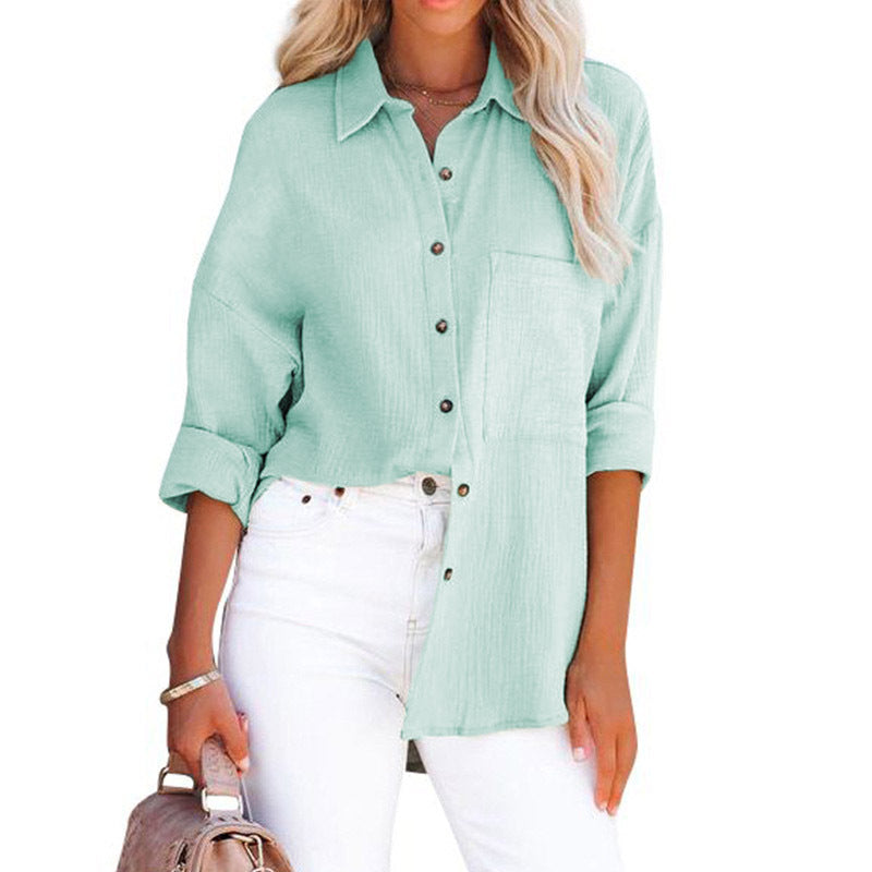 WOLLY™ | Casual Button Down Long Sleeve Blouse