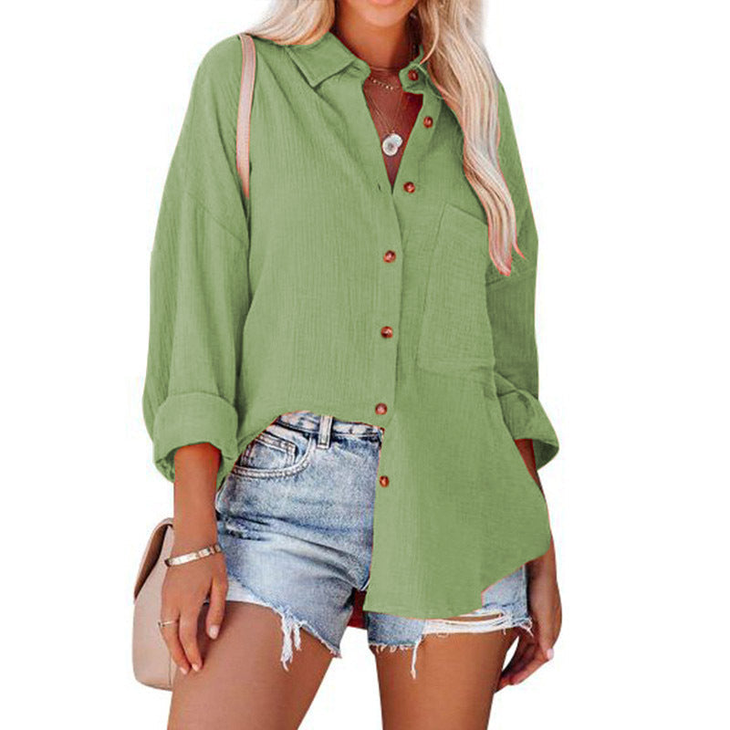 WOLLY™ | Casual Button Down Long Sleeve Blouse