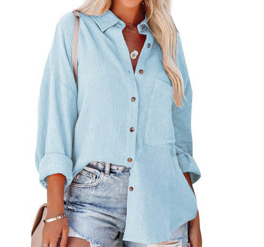 WOLLY™ | Casual Button Down Long Sleeve Blouse