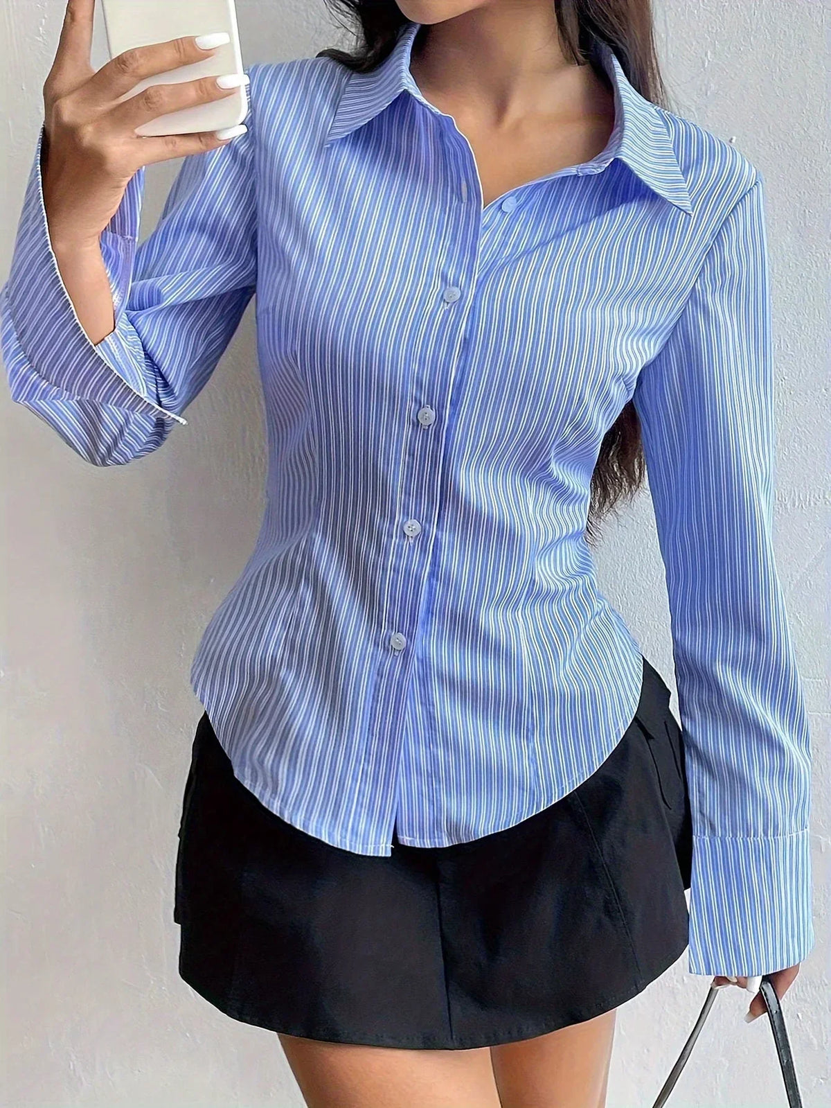 Odelina Shirt | Elegant Long Sleeve Polo with V-Neckline