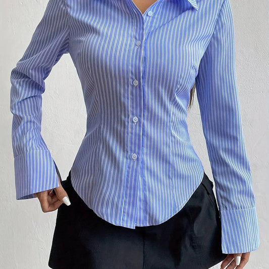 Odelina Shirt | Elegant Long Sleeve Polo with V-Neckline