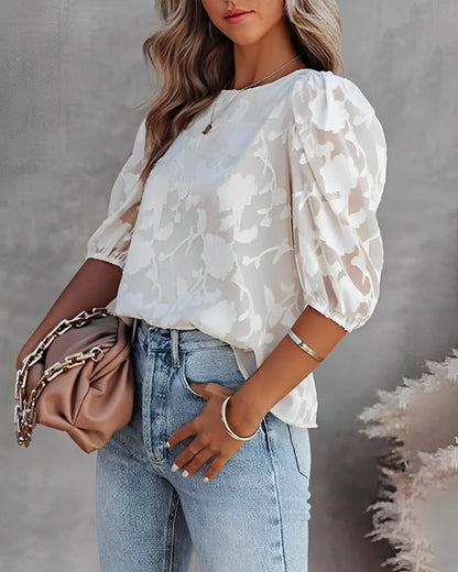 Oraniah Shirt | Puff Sleeve Chiffon Shirt
