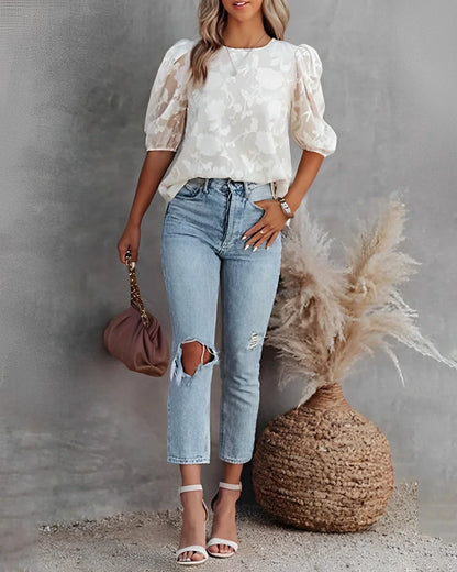 Oraniah Shirt | Puff Sleeve Chiffon Shirt