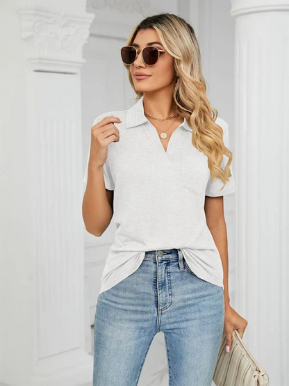Quinleigh Polo | Solid Short Sleeve Collar Tee
