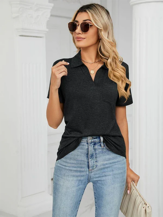 Quinleigh Polo | Solid Short Sleeve Collar Tee