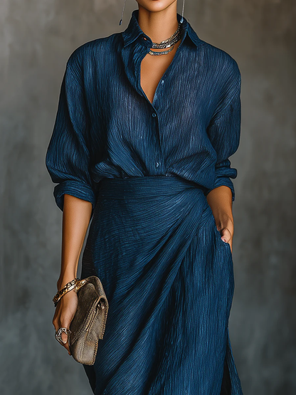 Lucille™ | Elegant Shirt & Long Skirt Set