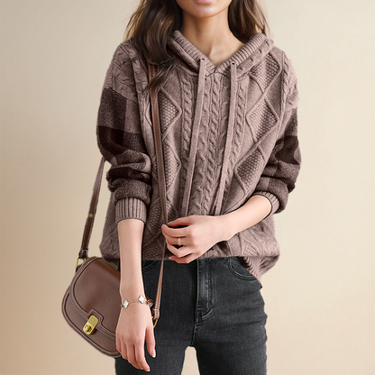 Emily | Cable Knit Hoodie Sweater