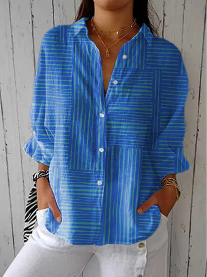 Glyressa™ | Azure Stripe Blouse