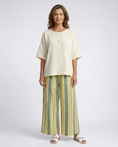 Ellowyn | Sophisticated Top & Striped Linen Pants