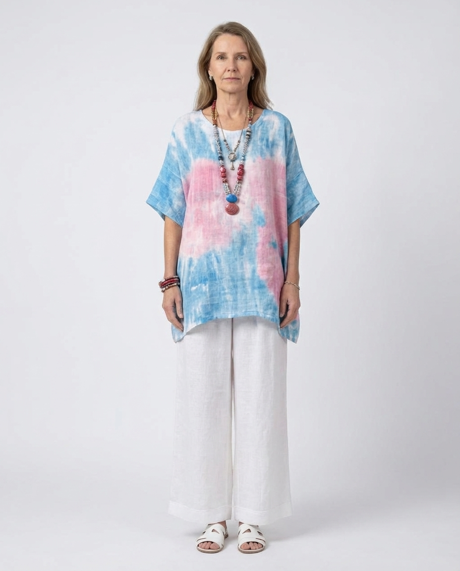 Vantrel | Comfortable Relaxed Linen Top & Striped Bamboo Pants